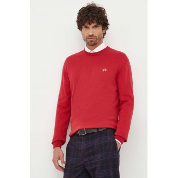 La Martina pulover din amestec de lana barbati, culoarea rosu, light de firma original