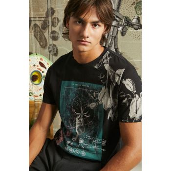 Medicine tricou din bumbac culoarea negru, cu imprimeu