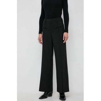 Miss Sixty pantaloni de lana culoarea negru, drept, high waist