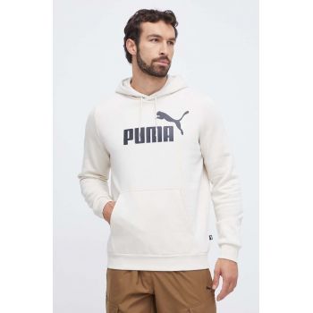 Puma bluză bărbați, culoarea alb, cu glugă, imprimeu 586687