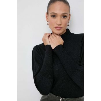 Silvian Heach pulover femei, culoarea negru, light, cu turtleneck de firma original