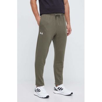 Under Armour pantaloni de trening culoarea verde, neted de firma originali