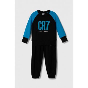 CR7 Cristiano Ronaldo pijamale de bumbac pentru copii culoarea negru, modelator ieftine