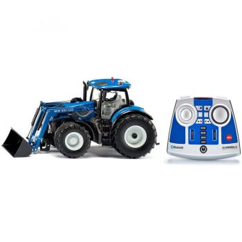 Jucarie CONTROL New Holland T7.315 with front loader and Bluetooth remote control module, RC (blue/black, 1:32)