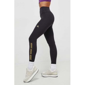 adidas colanti femei, culoarea negru, cu imprimeu