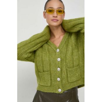 Custommade cardigan din lana culoarea verde, călduros de firma original