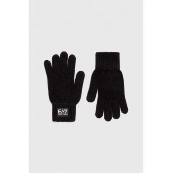EA7 Emporio Armani manusi din amestec de lana culoarea negru