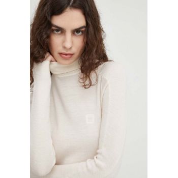 G-Star Raw pulover de lana femei, culoarea bej, light, cu guler