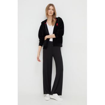 HUGO pantaloni de lounge culoarea negru, lat, high waist