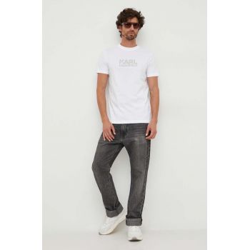 Karl Lagerfeld tricou din bumbac culoarea alb, cu imprimeu