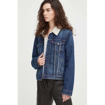 Levi's geaca jeans femei, culoarea albastru marin, de tranzitie ieftina