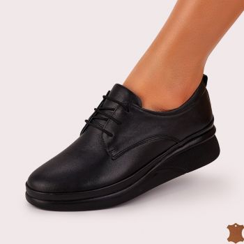 Pantofi Casual Sport Dama Negru Mat Piele Naturala Frya de firma originali