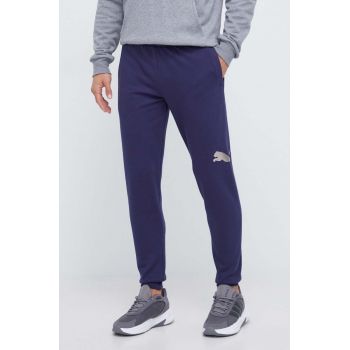 Puma pantaloni de trening culoarea albastru marin, neted de firma originali