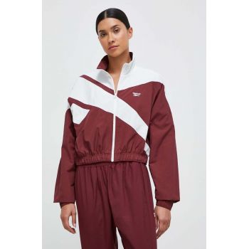 Reebok Classic bluza femei, culoarea bordo, cu glugă, modelator