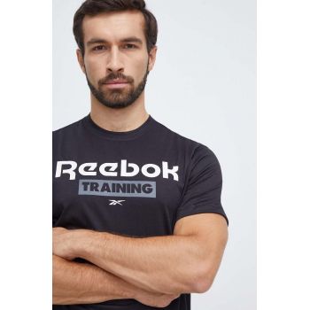 Reebok tricou de antrenament culoarea negru, cu imprimeu ieftin
