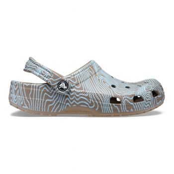 Saboti Crocs Classic Topographic Clog Maro - Khaki/Multi de firma originali