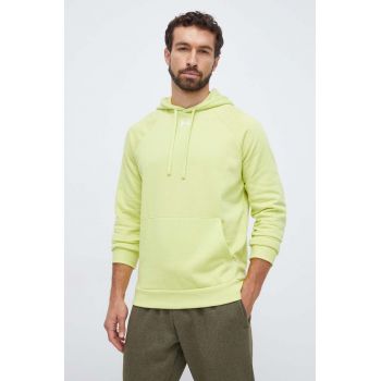 Under Armour bluza barbati, culoarea verde, cu glugă, neted