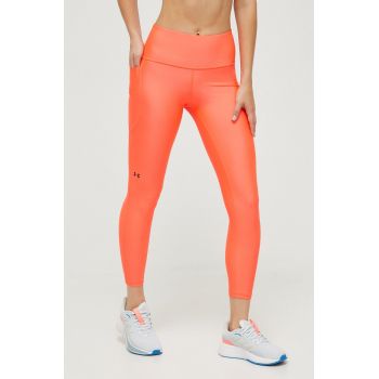 Under Armour leggins de antrenament femei, culoarea rosu, neted