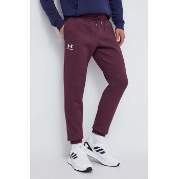 Under Armour pantaloni de trening culoarea bordo, neted de firma originali