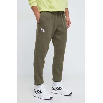 Under Armour pantaloni de trening culoarea verde, neted de firma originali