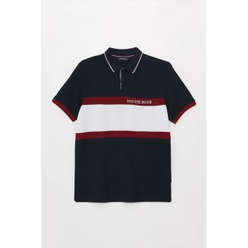 Tricou polo cu detalii contrastante
