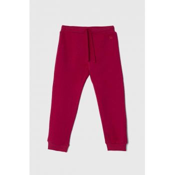 United Colors of Benetton pantaloni de trening pentru copii culoarea roz, neted