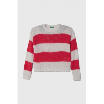 United Colors of Benetton pulover pentru copii din amestec de lana culoarea roz
