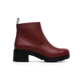 Botine de piele cu toc masiv Wanda 793