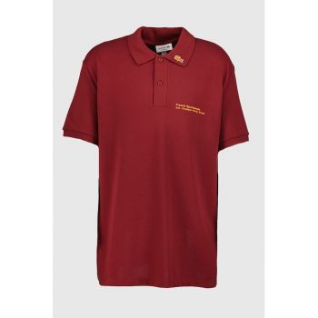 Tricou polo regular fit cu aspect pique