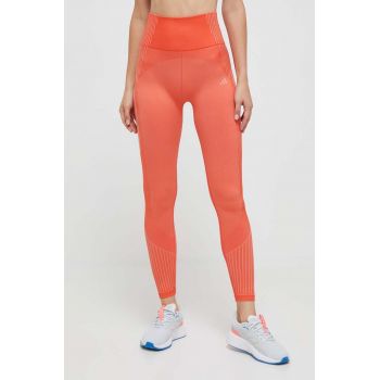 adidas Performance leggins de antrenament culoarea portocaliu, modelator de firma originali
