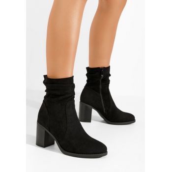 Botine cu toc gros Midelis negre