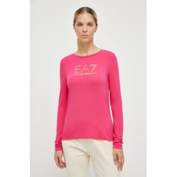 EA7 Emporio Armani longsleeve femei, culoarea roz