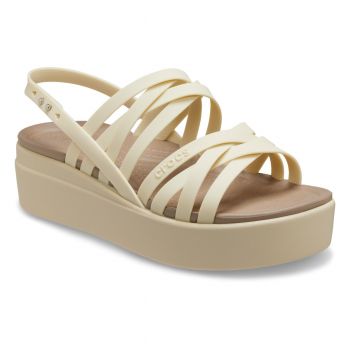 Sandale Crocs Brooklyn Strappy Low Wedge Bej - Bone ieftine