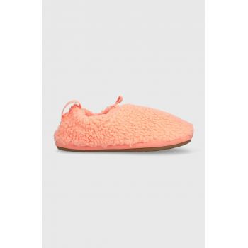 UGG papuci copii K PLUSHY SLIPPER culoarea portocaliu de firma originali