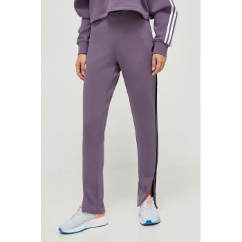 adidas pantaloni de trening culoarea violet, modelator de firma original