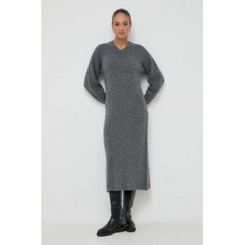 Beatrice B rochie din amestec de lana culoarea gri, maxi, oversize de firma originala
