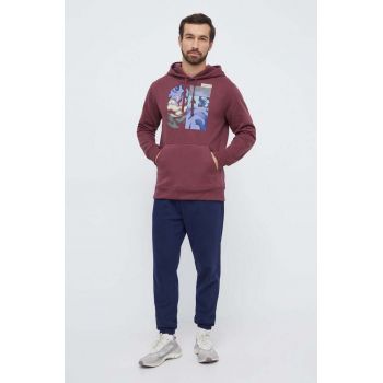 Burton bluza barbati, culoarea bordo, cu glugă, cu imprimeu ieftin