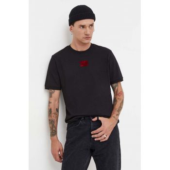 HUGO tricou din bumbac barbati, culoarea negru, cu imprimeu