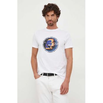 Karl Lagerfeld tricou din bumbac barbati, culoarea alb, cu imprimeu