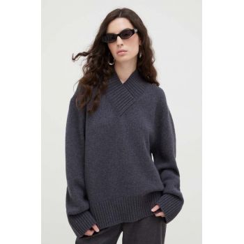 Lovechild pulover de lana femei, culoarea gri