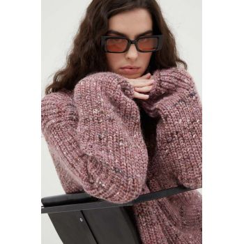 Lovechild pulover de lana femei, culoarea roz, călduros