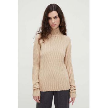 Lovechild pulover din amestec de lana femei, culoarea bej, light, cu turtleneck de firma original