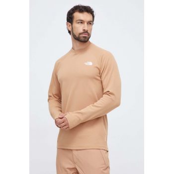 The North Face longsleeve funcțional Dragline culoarea maro ieftina