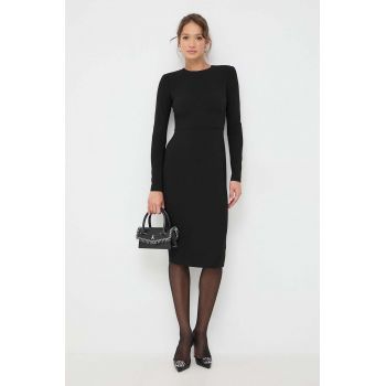 Victoria Beckham rochie din lana culoarea negru, mini, mulata