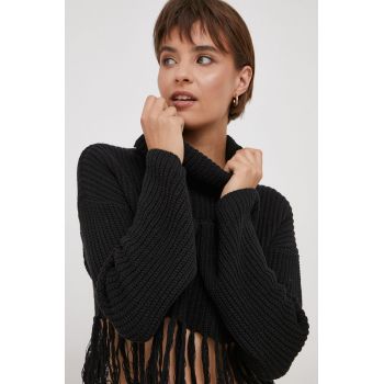 XT Studio pulover femei, culoarea negru, călduros, cu guler de firma original