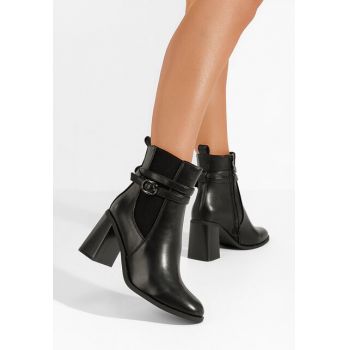 Botine cu toc gros Yvresse negre ieftine