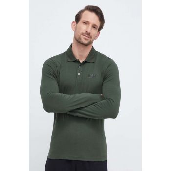 EA7 Emporio Armani longsleeve barbati, culoarea verde, neted