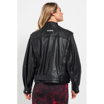 Jacheta biker de piele Leparda