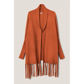 Cardigan lung cu franjuri - fara inchidere