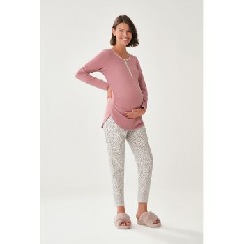 Pijama cu model floral pentru gravide